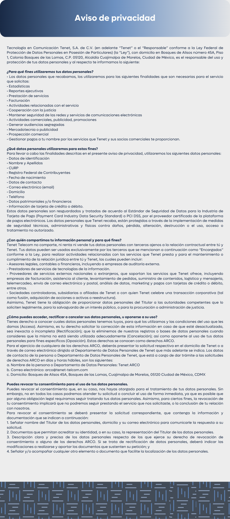 Aviso de Privacidad Parte 1